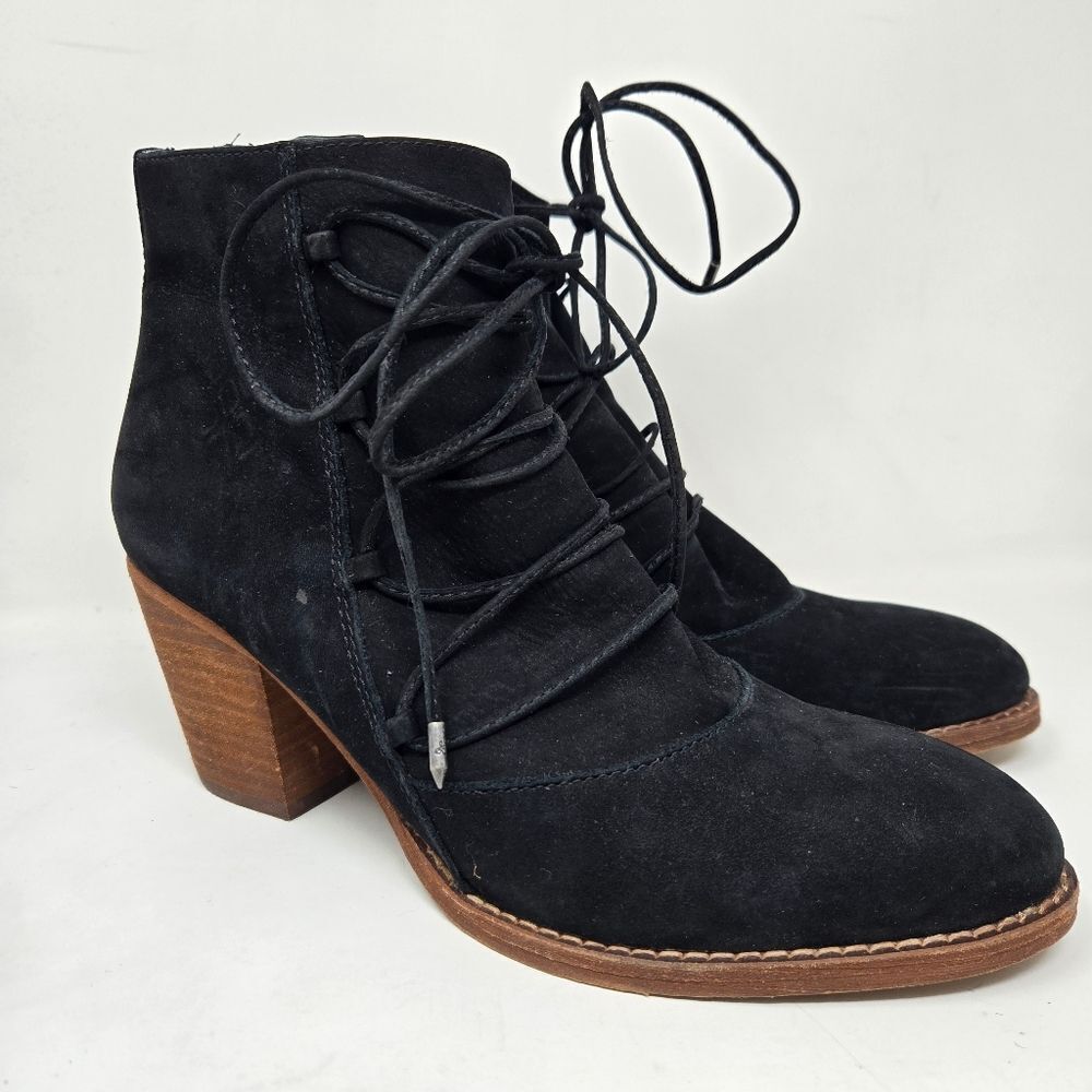 SAM‎ EDELMAN Women's Millard Black Leather Lace Up Ankle Boots Anthro Size 8.5